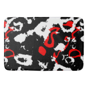 Black white and Red Abstract Bath Mat