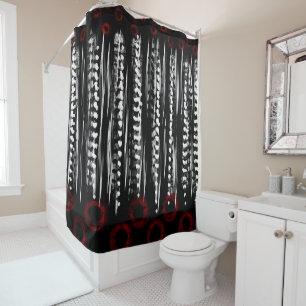 black white and red abstract bath towel set