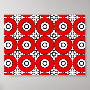 Black white and red circles Print