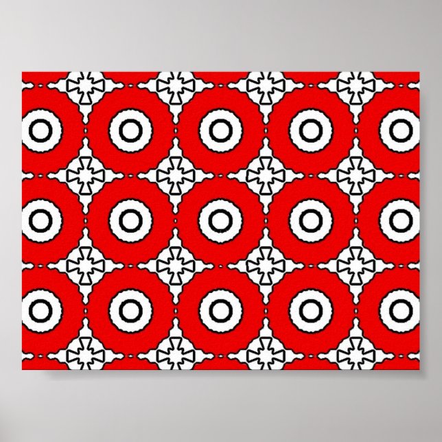 Black white and red circles Print (Front)