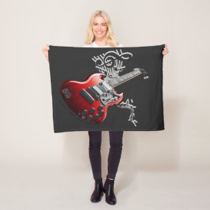Black  White and Red Design Fleece Blanket