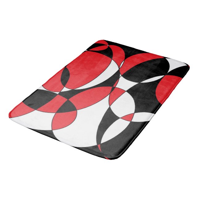 Black, white and red elliptical bath mat (Angled)