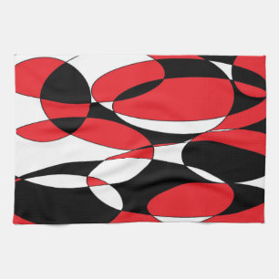 Black, White and Red Ellipticals Kitchen Towel