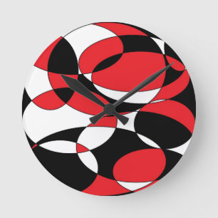 Black, white and red ellipticals round clock