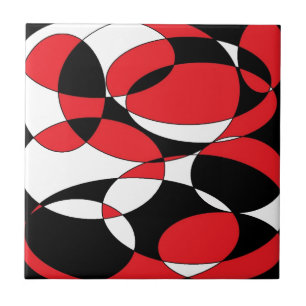 Black, white and red ellipticals tile