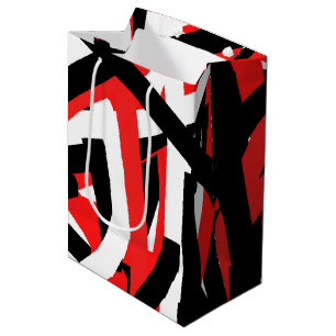 Black, White and Red Graffiti Art Medium Gift Bag