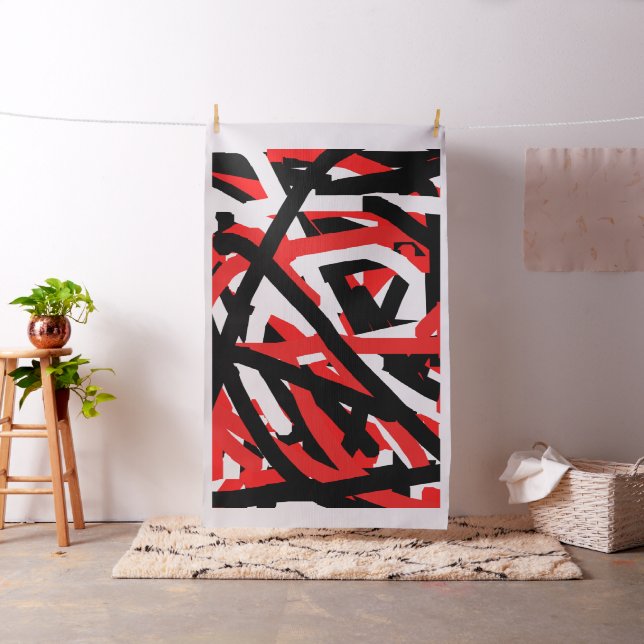 Black, White and Red Graffiti Fabric (In Situ)