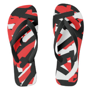 Black, White and Red Graffiti  Flip Flops