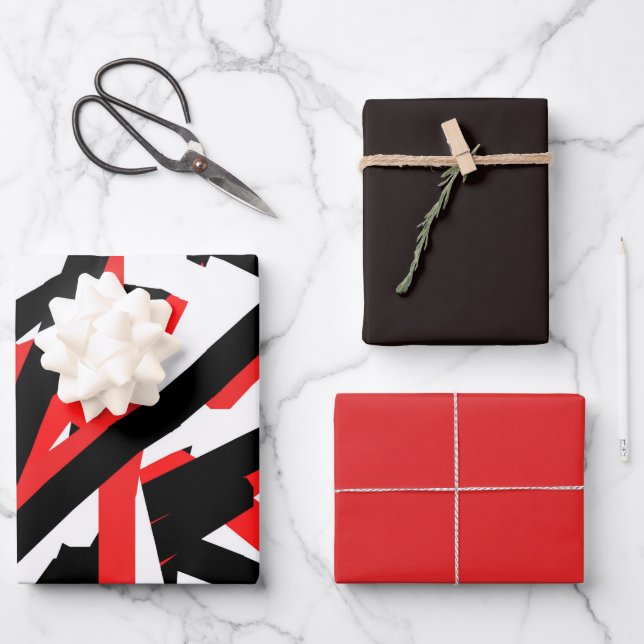 Black, White and Red Graffiti  Wrapping Paper Sheet (Front)