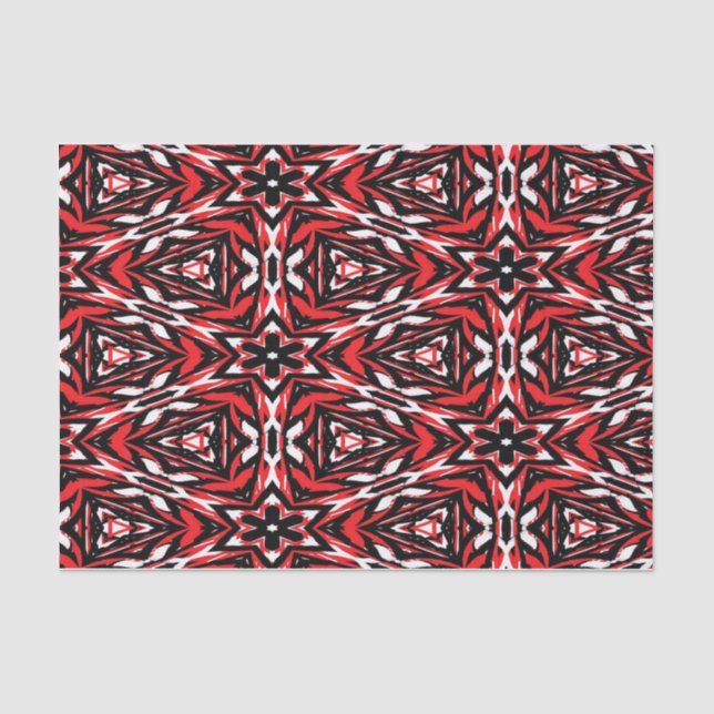 Black, White and Red Kaleidoscope Tissue Paper (Front)