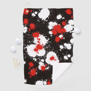 Black, White and Red Paint Splatter Golf Towel