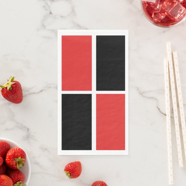 Black, White and Red Pattern paper Napkin (Insitu)