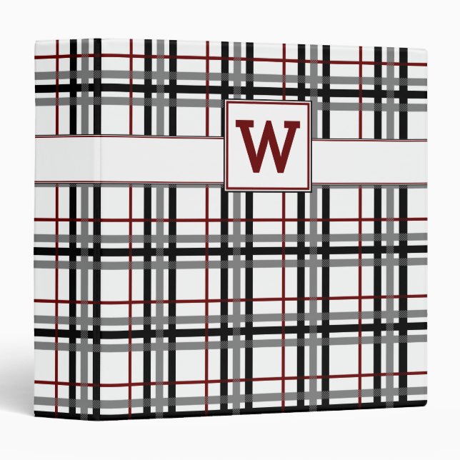 Black White and Red Plaid Binder (Front/Spine)