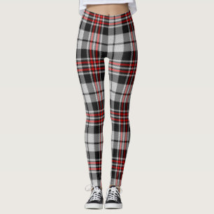 Black White and Red Plaid Leggings