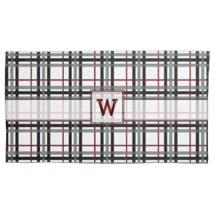 Black White and Red Plaid Pillow Case