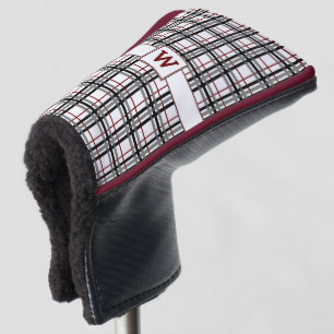 Black White and Red Plaid Putter Cover