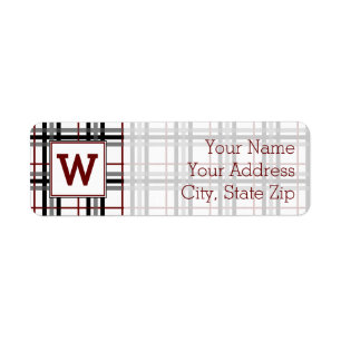 Black White and Red Plaid Return Address Label
