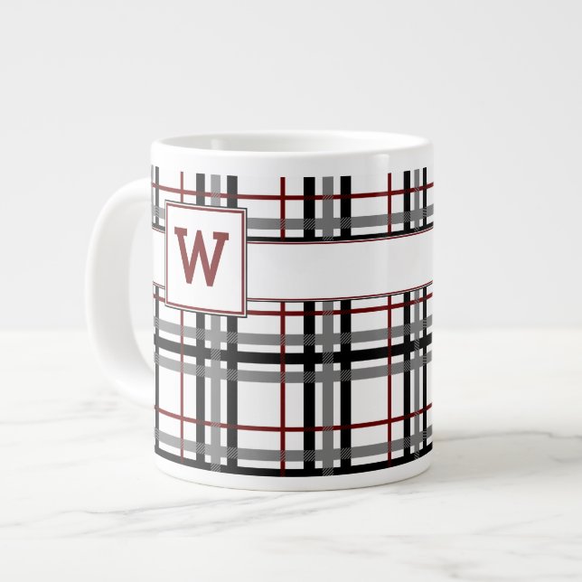 Black White and Red Plaid Specialty Mug (Front Left)