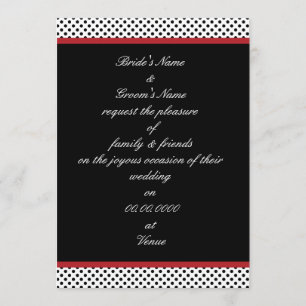 Black, white and red polka dot Invitation