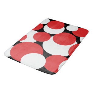 Black, White and Red Polka Dots Bath Mat