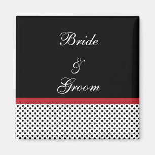 Black, white and red polka dots Magnet