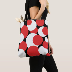 Black, White and Red Polka Dots  Tote Bag