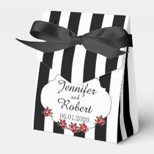 Black White and Red Rose Wedding Favour Box