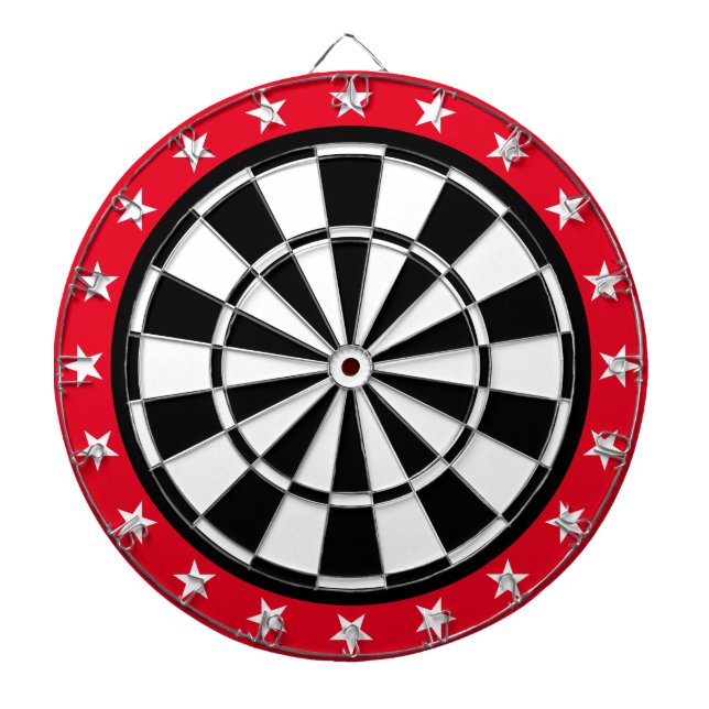 black, white and red stars dartboard (Front)