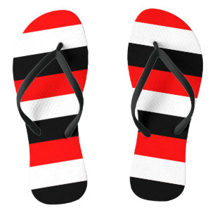 Black, White and Red Stripes  Flip Flops