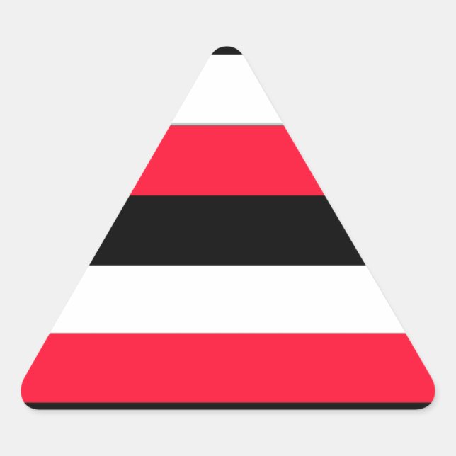 Black, white and red stripes triangle sticker (Front)