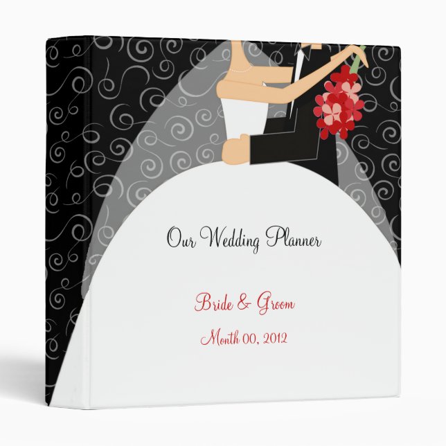 Black White and Red Wedding Planner binder (Front/Spine)