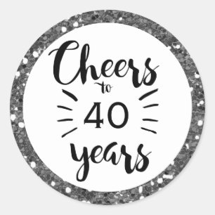 Black White and Silver 40th Birthday Classic Round Sticker