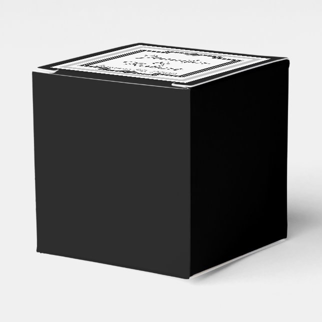 Black, White and Silver Art Deco Frame Wedding Favor Box (Front Side)