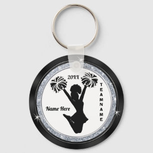 Black White and Silver Cheap Cheer Gifts for Girls Keychain