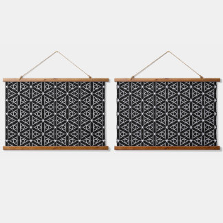 Black White and Silver Geometric pattern Hanging Tapestry