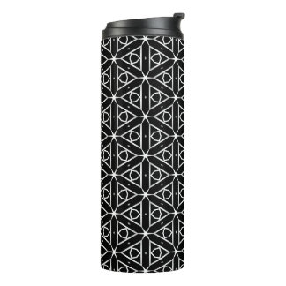 Black White and Silver Geometric pattern Thermal Tumbler