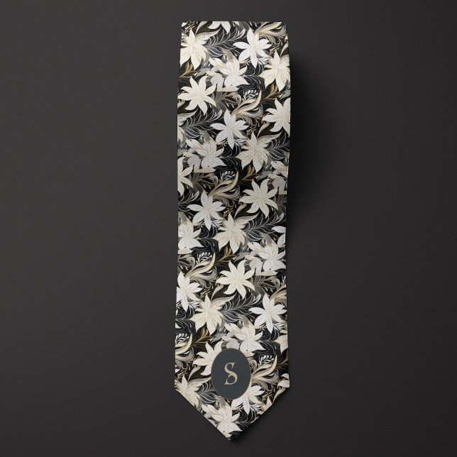 Black, White and Taupe Monogram Tie (Creator Uploaded)