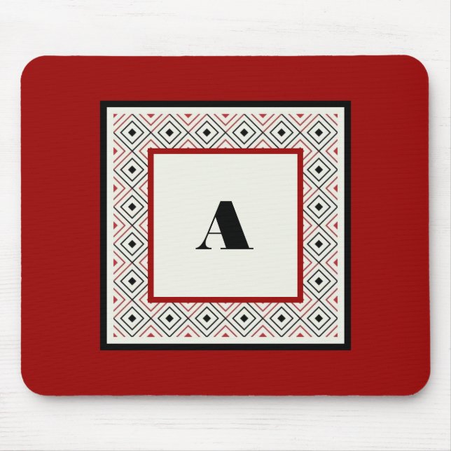 Black White and Wine Custom Modern Mousepad (Front)