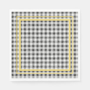 Black White And Yellow Picnic Gingham Napkin