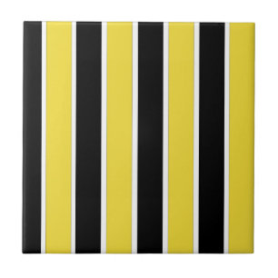 Black, white and yellow stripe tile