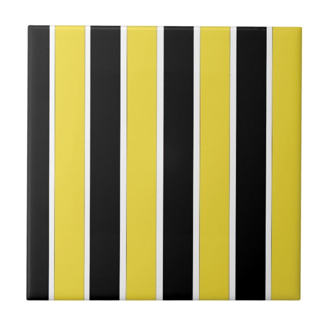 Black, white and yellow stripe tile (Front)