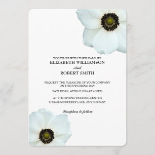 Black White Anemone Flowers Invitation