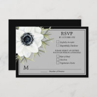 Black & White Anemones Botanical Wedding