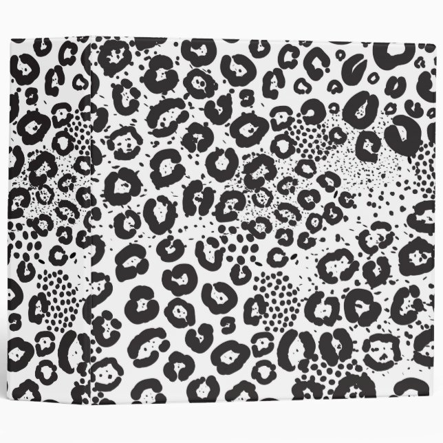 Black White Animal Print Snow Leopard Cheetah Binder (Front/Spine)
