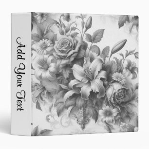 Black & White Antique Floral Perfection Add Script Binder