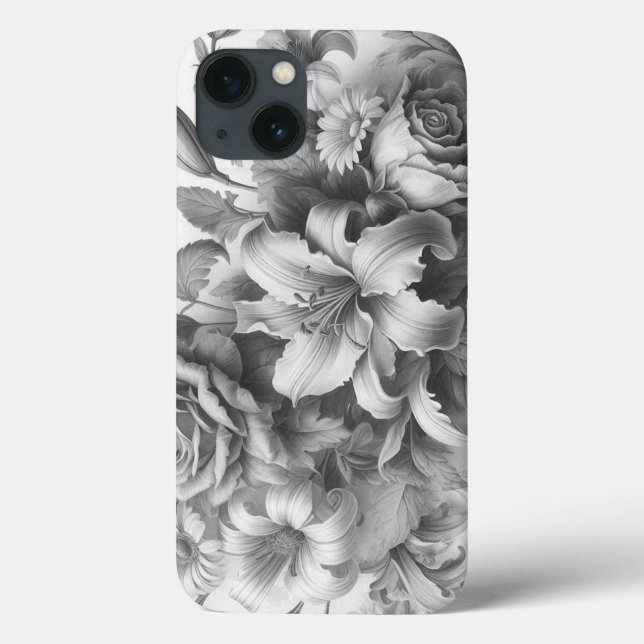 Black & White Antique Floral Perfection Case-Mate iPhone Case (Back)