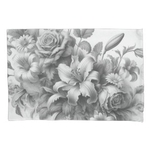 Black & White Antique Floral Perfection Pillowcase