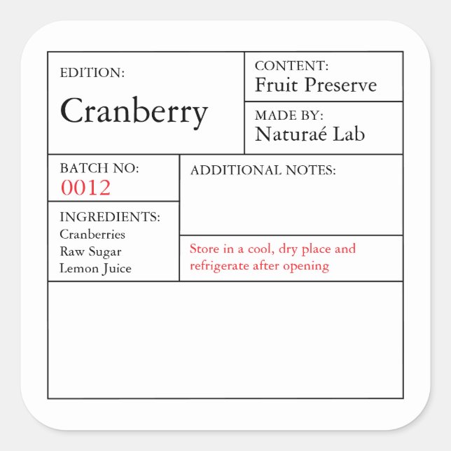 Black & White Apothecary Cranberry label (Front)
