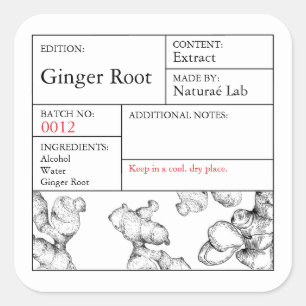 Black & White Apothecary Ginger Root label