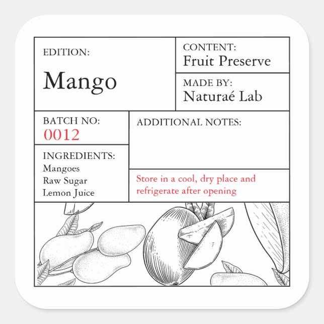 Black & White Apothecary Mango label (Front)